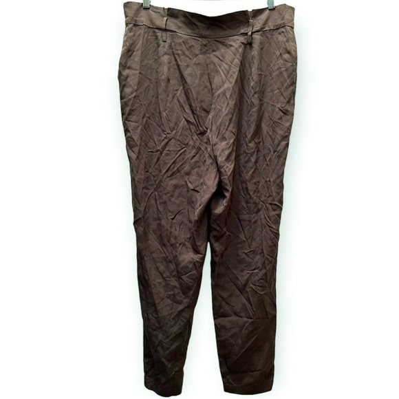 Socialite Women's XL Pleated Pockets Belt Loops Tapered Dress Pants Olive Green - Picture 6 of 6